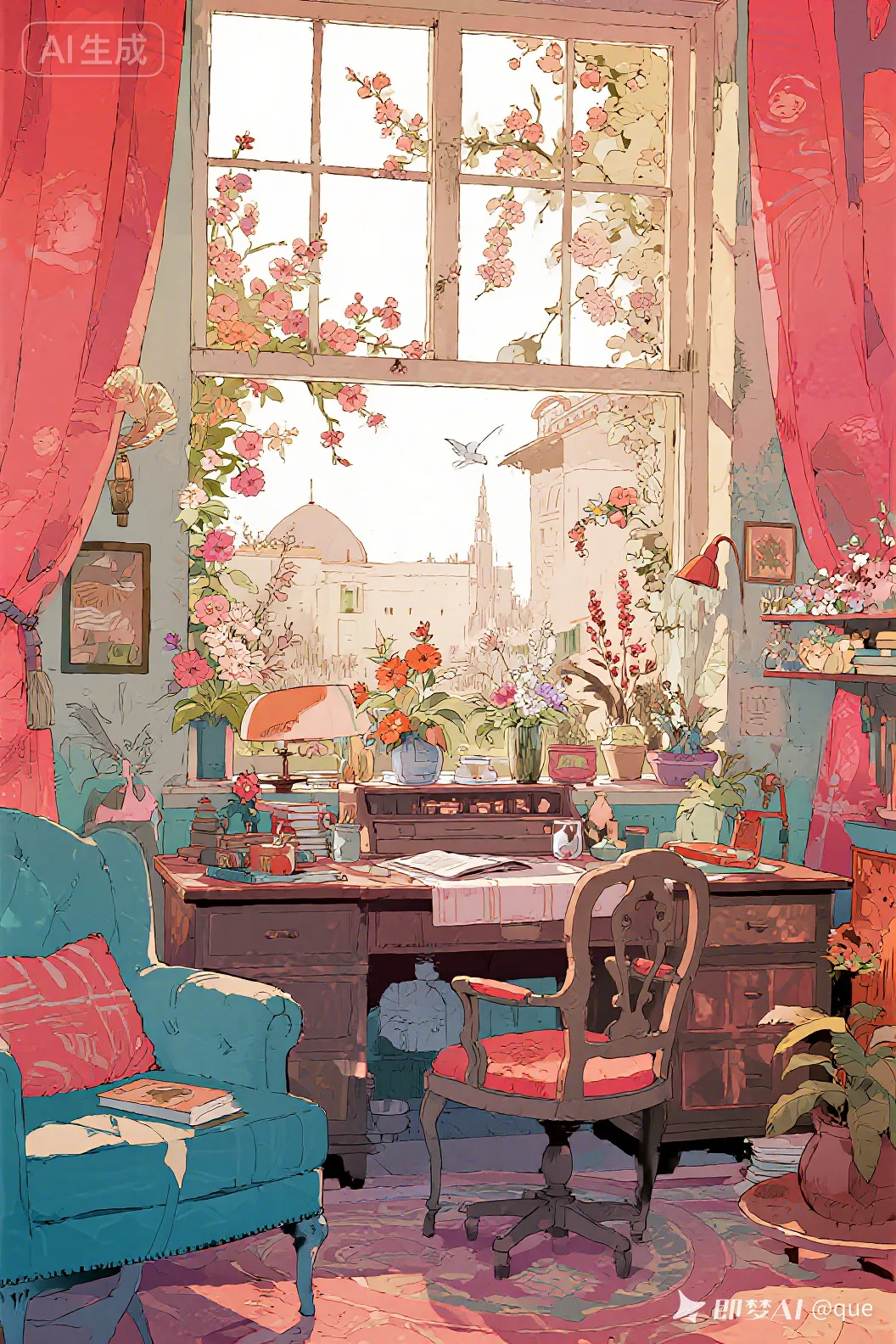 Dreamlike illustrated landscape, visual prompt inspiration